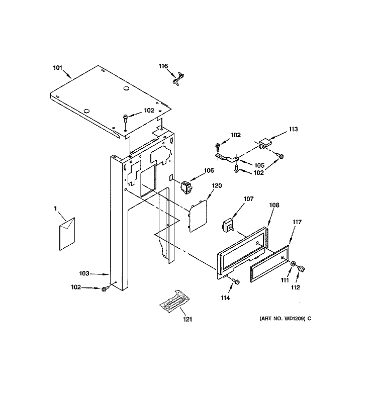 CABINET & CONTROL PARTS Diagram and Parts List for GCG1550F1CC  General Electric Trash Compactor