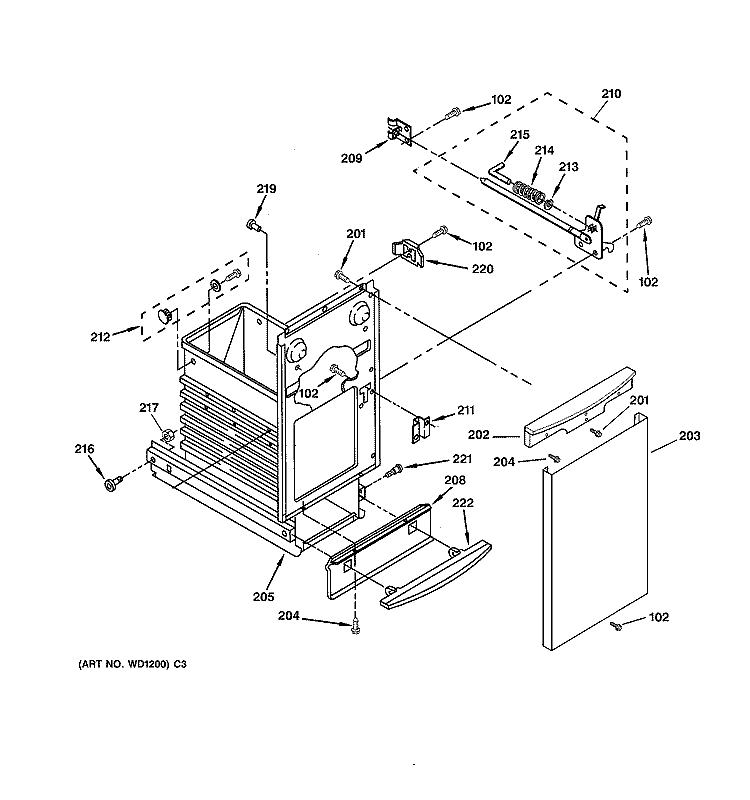 CONTAINER PARTS Diagram and Parts List for GCG1550F1CC  General Electric Trash Compactor