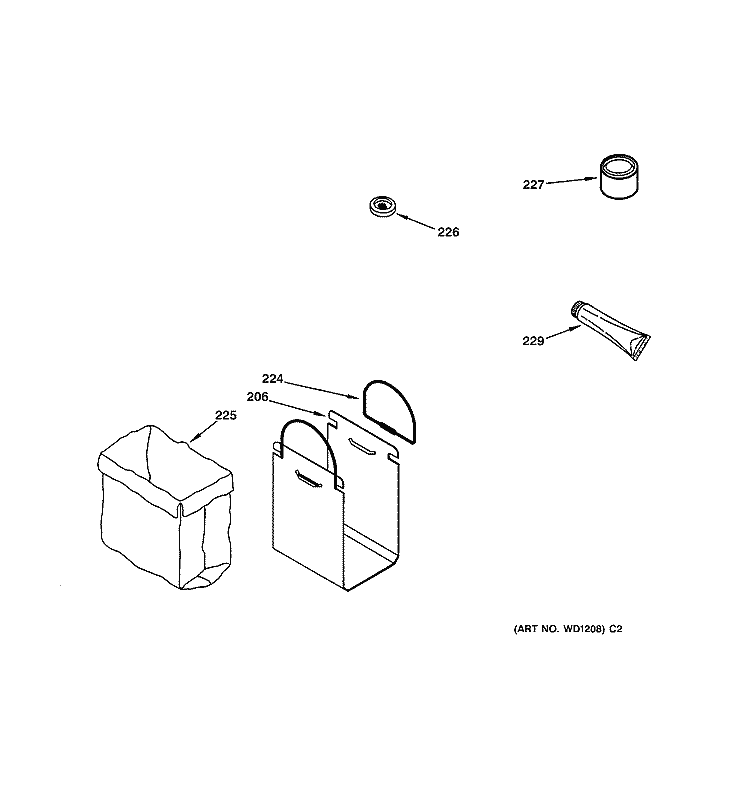 ACCESSORY PARTS Diagram and Parts List for GCG1550F1CC  General Electric Trash Compactor