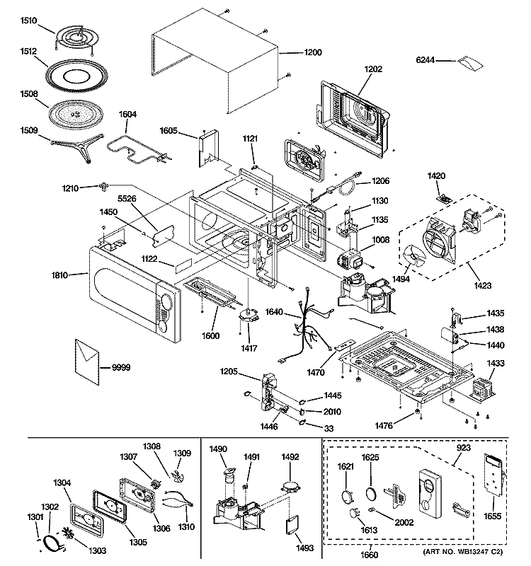 MICROWAVE Diagram and Parts List for JES1290SK01  General Electric Microwave