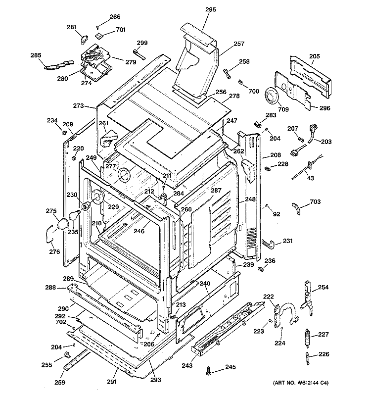 BODY PARTS Diagram and Parts List for JGBP26CEH3CC  General Electric Range
