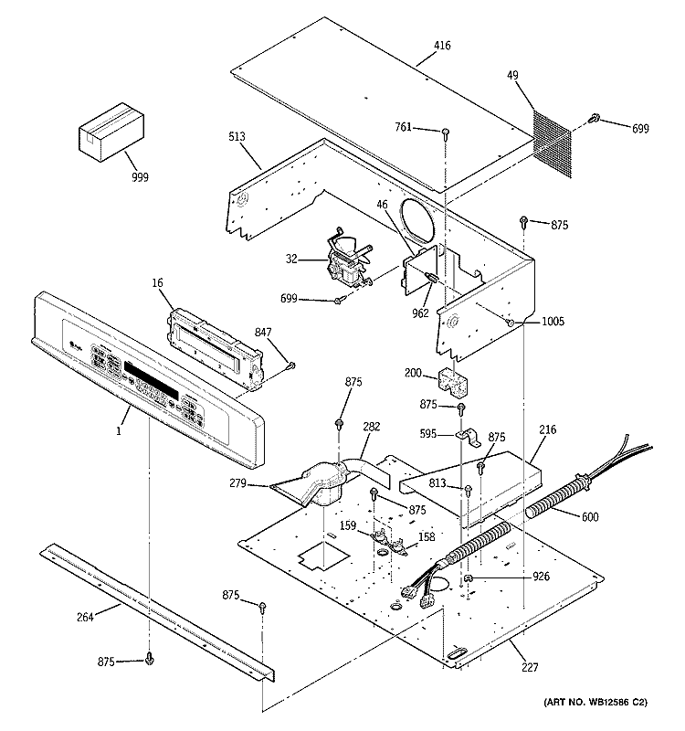 CONTROL PANEL Diagram and Parts List for JT952BF7BB  General Electric Microwave Oven Combo