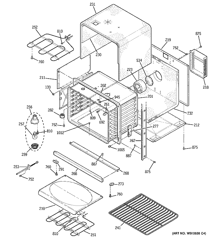 LOWER OVEN Diagram and Parts List for JT952BF7BB  General Electric Microwave Oven Combo