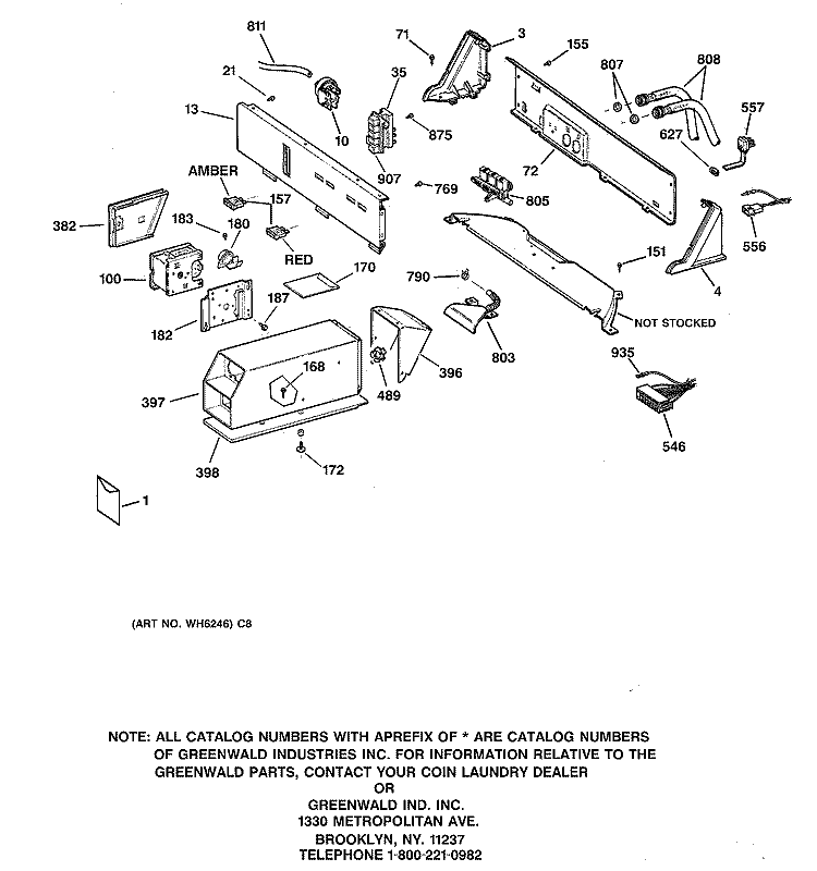 CONTROLS & BACKSPLASH Diagram and Parts List for WCCB1030D1KC  General Electric Washer