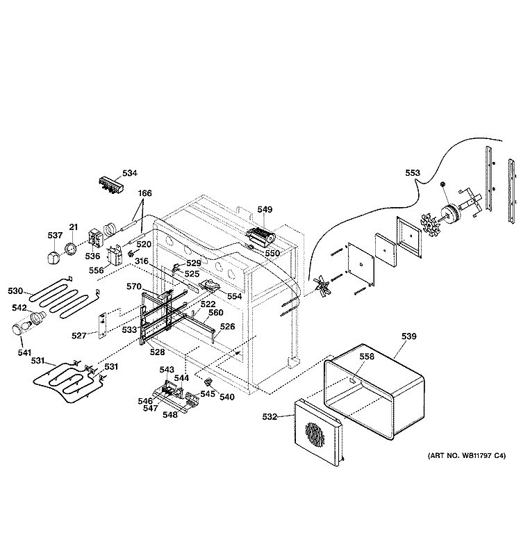 BODY PARTS Diagram and Parts List for ZDP30N4D2SS  General Electric Range