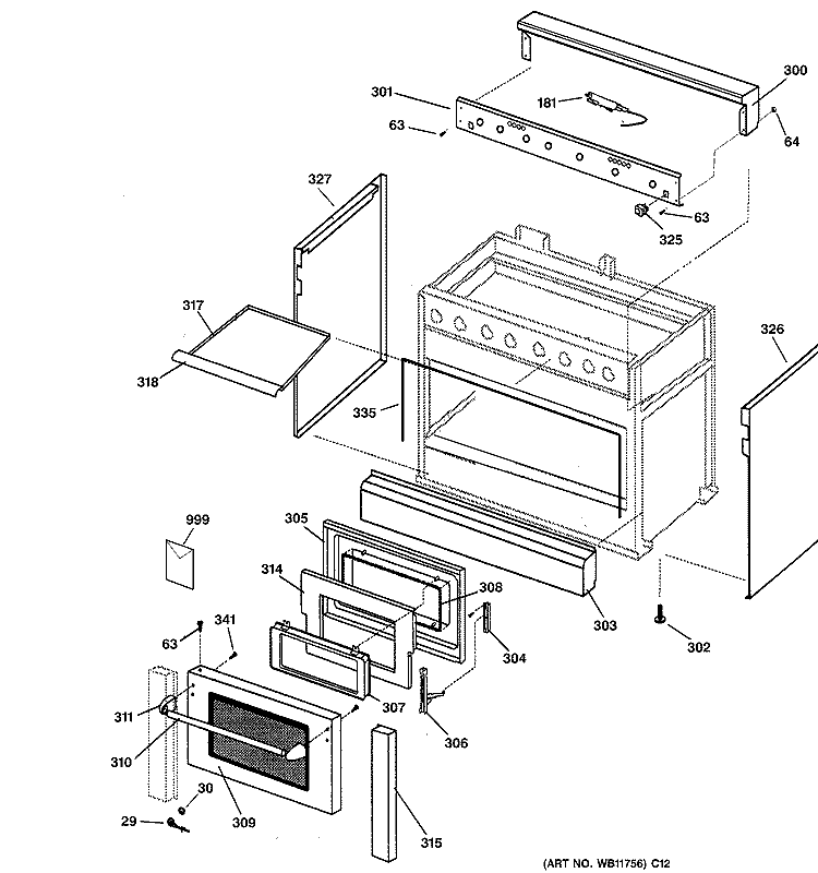 OUTER BODY Diagram and Parts List for ZDP36L6D1SS  General Electric Range