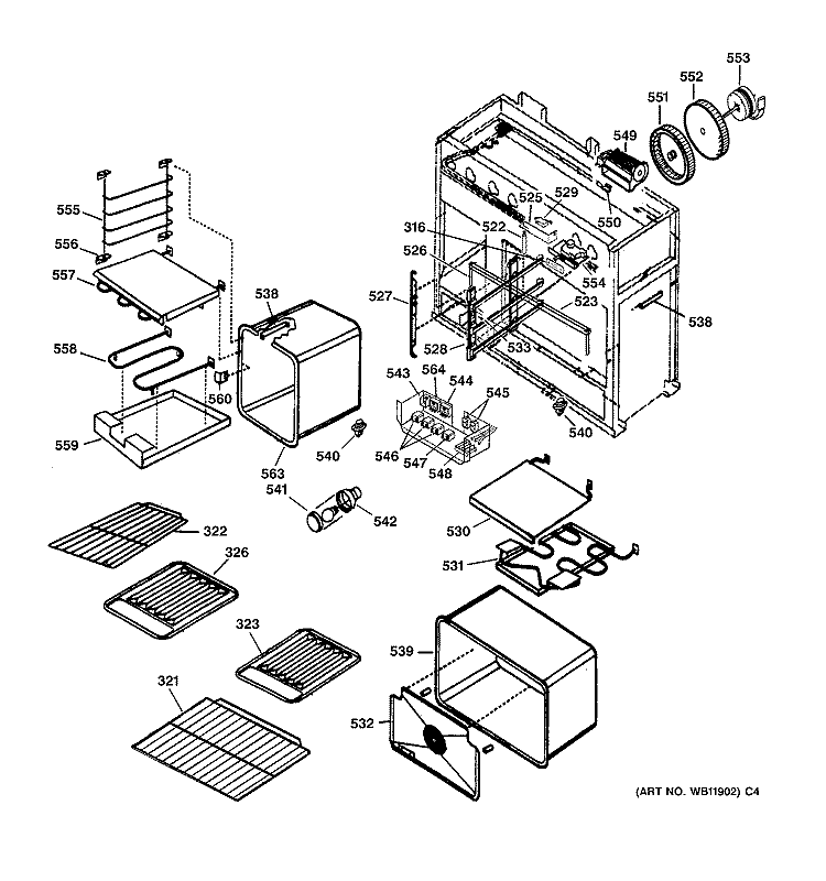 OVEN ASSEMBLY Diagram and Parts List for ZDP48N6RD2SS  General Electric Range