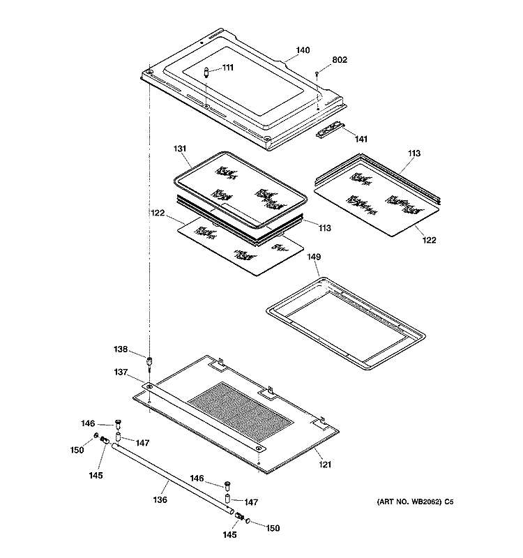 DOOR Diagram and Parts List for ZET837WB2WW  General Electric Wall Oven