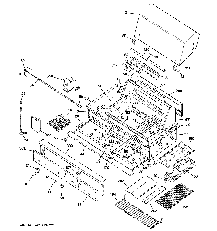 GAS RANGE Diagram and Parts List for ZGG36N31YSS  General Electric Grill