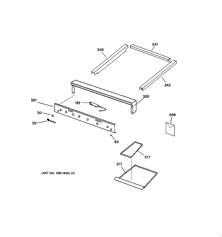 ESCUTCHEON & TRIM Diagram and Parts List for ZGU36L4DD1SS  General Electric Cooktop