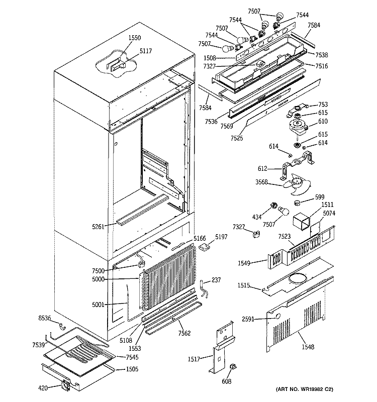 CONTROLS & COMPONENTS Diagram and Parts List for ZICS360NMCRH  General Electric Refrigerator