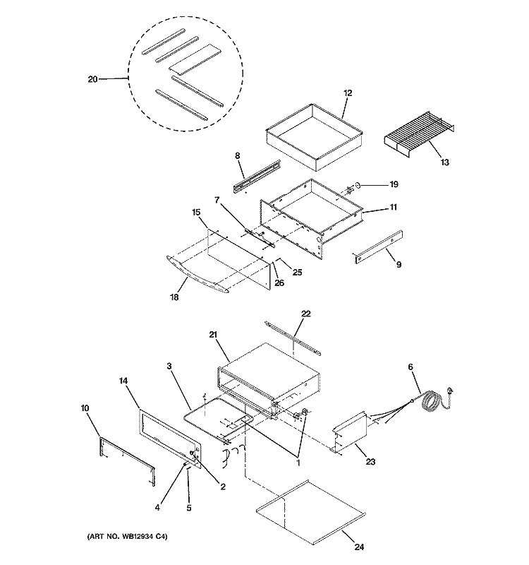 WARMING DRAWER ASSEMBLY Diagram and Parts List for ZTD910BF1BB  General Electric Warming Drawer