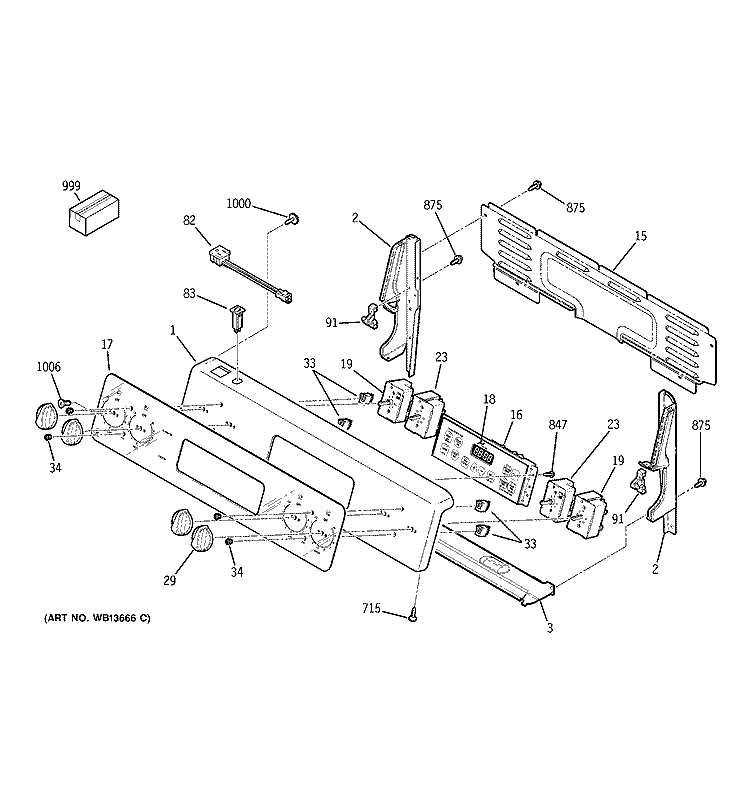 CONTROL PANEL Diagram and Parts List for ECBP70SK1SS  General Electric Range