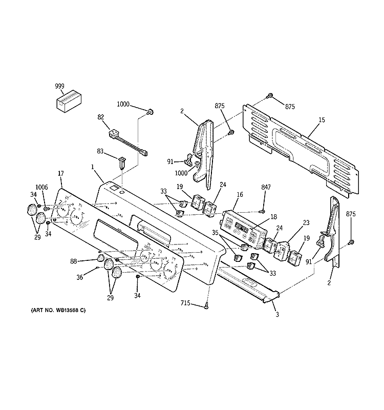 CONTROL PANEL Diagram and Parts List for ECBP82SJ1SS  General Electric Range