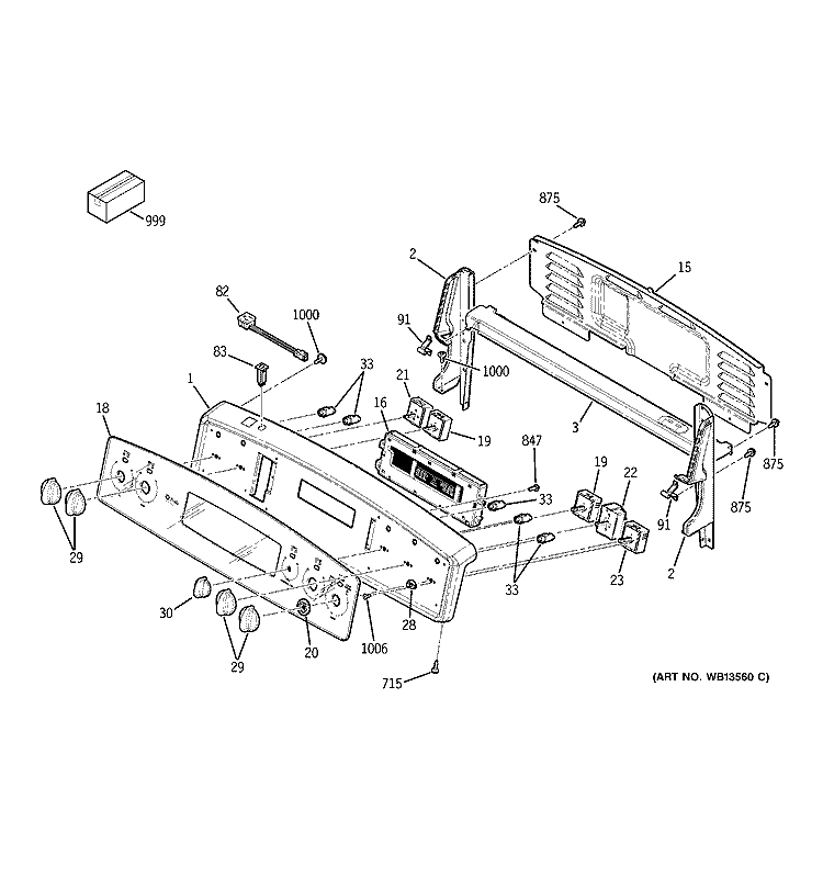 CONTROL PANEL Diagram and Parts List for JCB905SJ2SS  General Electric Range