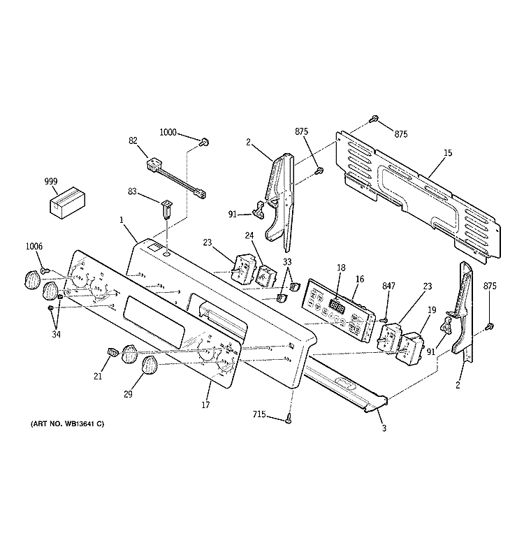 CONTROL PANEL Diagram and Parts List for JCBP66SK1SS  General Electric Range