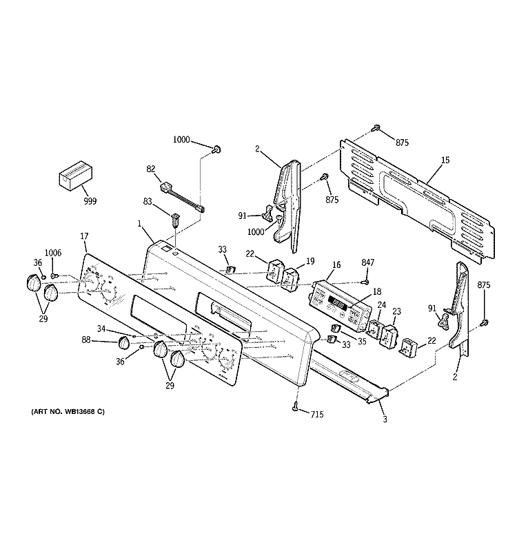 CONTROL PANEL Diagram and Parts List for JCBP78SK1SS  General Electric Range