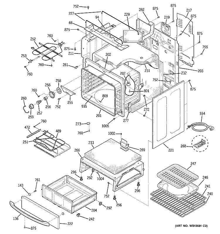 BODY PARTS Diagram and Parts List for JCBP79SK1SS  General Electric Range
