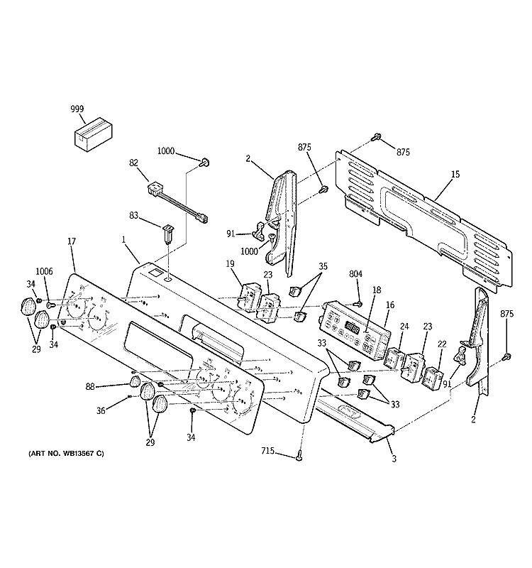 CONTROL PANEL Diagram and Parts List for JCBP80SJ1SS  General Electric Range