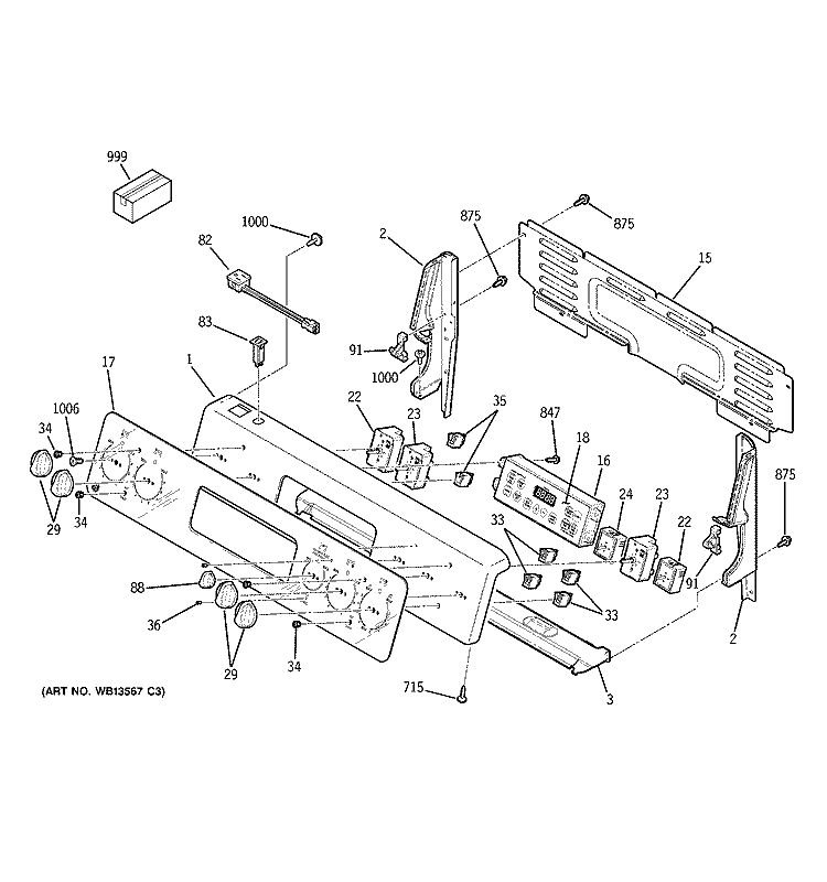 CONTROL PANEL Diagram and Parts List for JCBP80SK1SS  General Electric Range