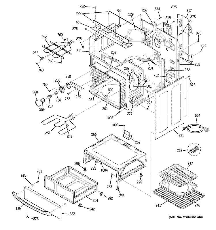 BODY PARTS Diagram and Parts List for JCBP80SK1SS  General Electric Range