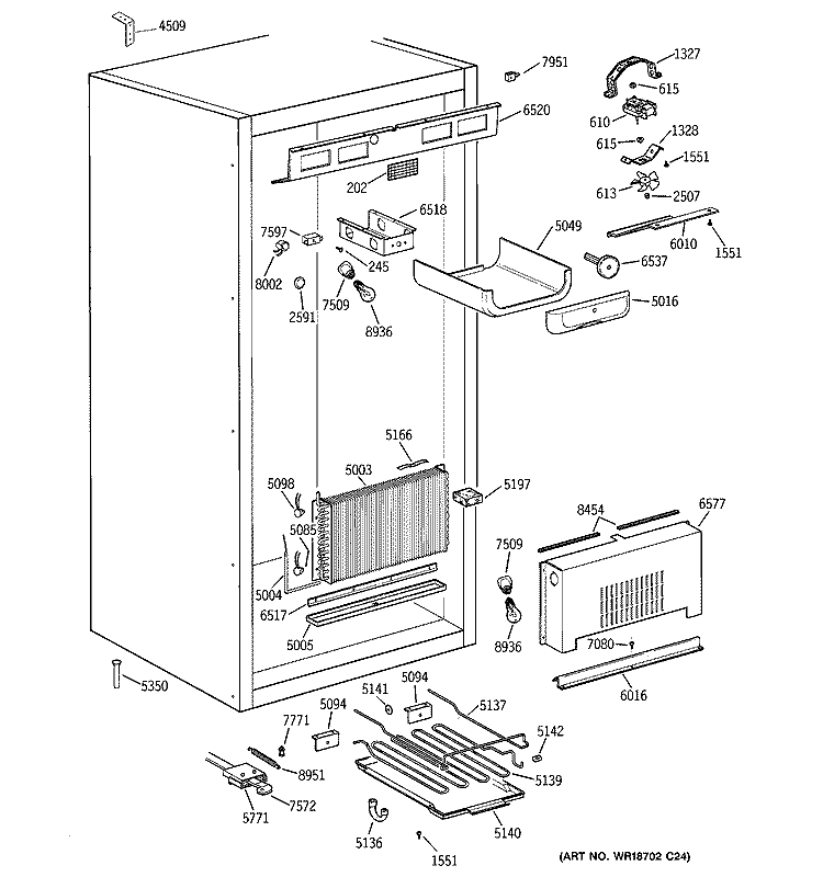 CABINET PARTS 1 Diagram and Parts List for ZIFS36NMHLH  General Electric Freezer