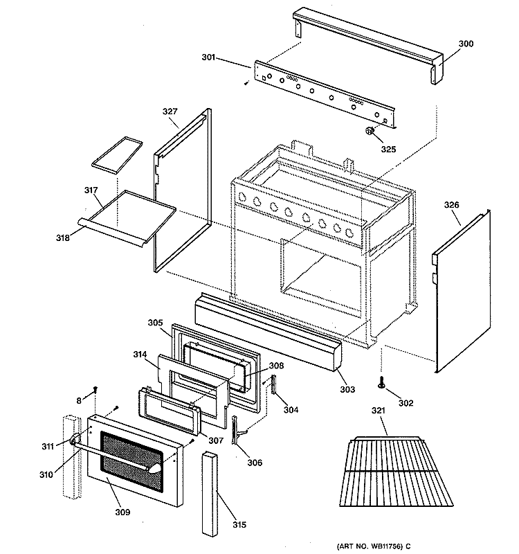 OUTER BODY Diagram and Parts List for ZDP36N6DD2SS  General Electric Range