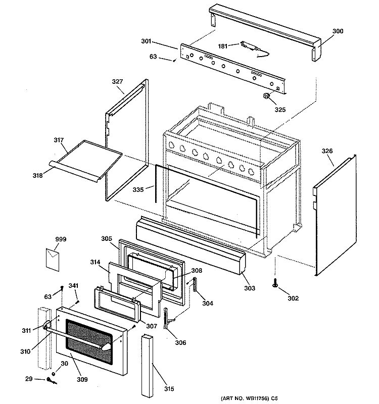 OUTER BODY Diagram and Parts List for ZDP36N6DD2SS  General Electric Range