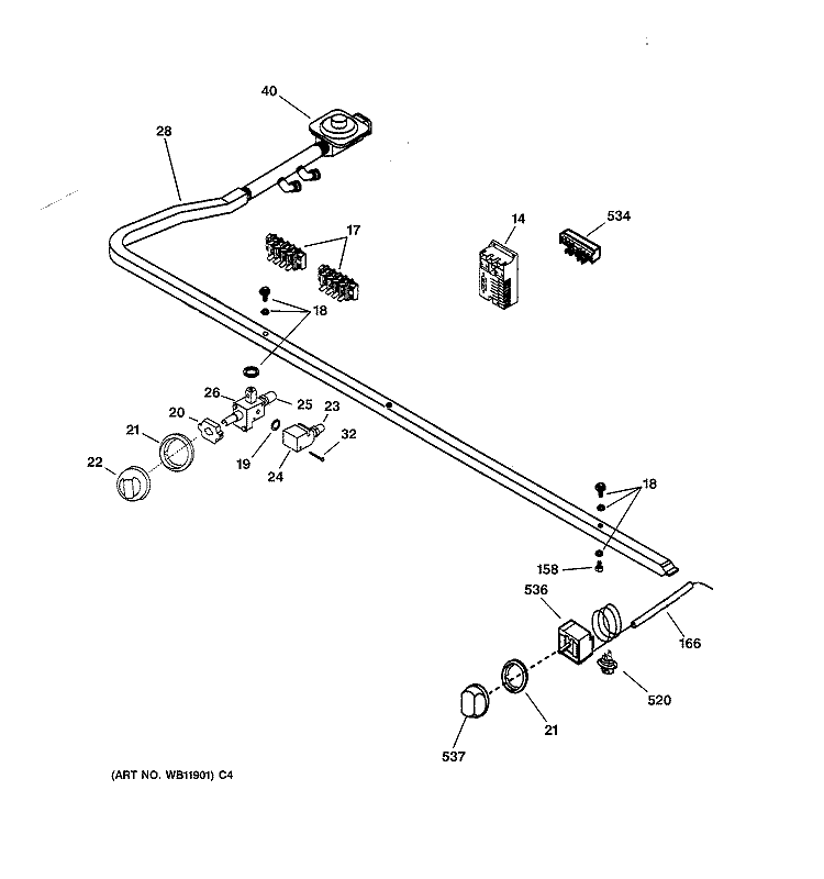 MANIFOLD & CONTROLS Diagram and Parts List for ZDP36N6DD2SS  General Electric Range
