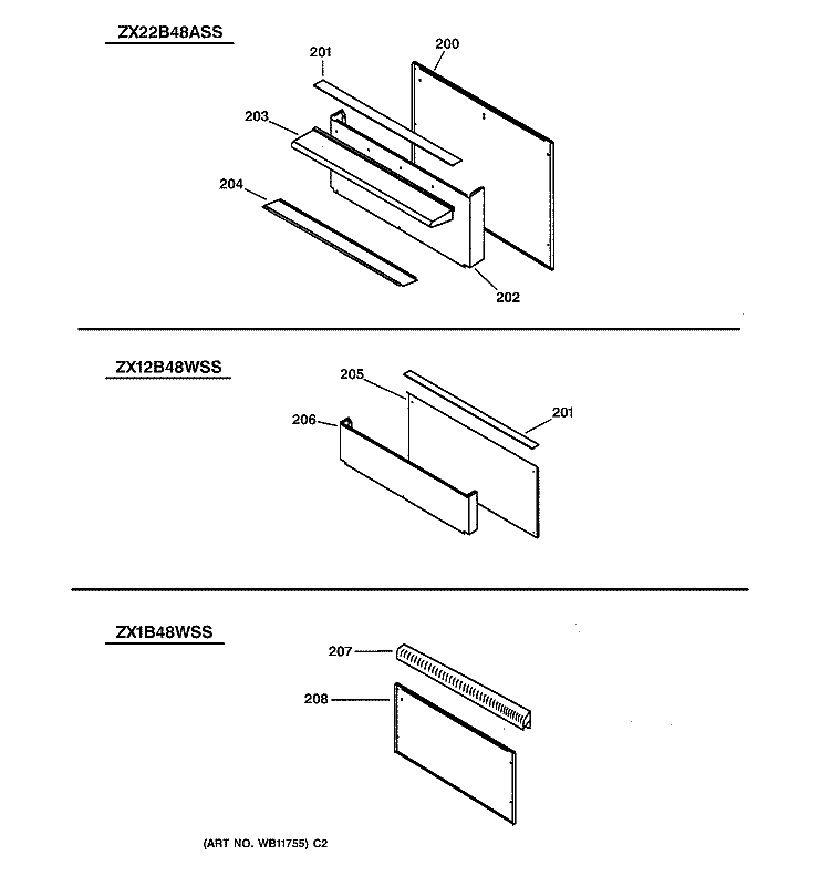 ACCESSORY BACKGUARD ASSEMBLY Diagram and Parts List for ZDP48L6DD2SS  General Electric Range