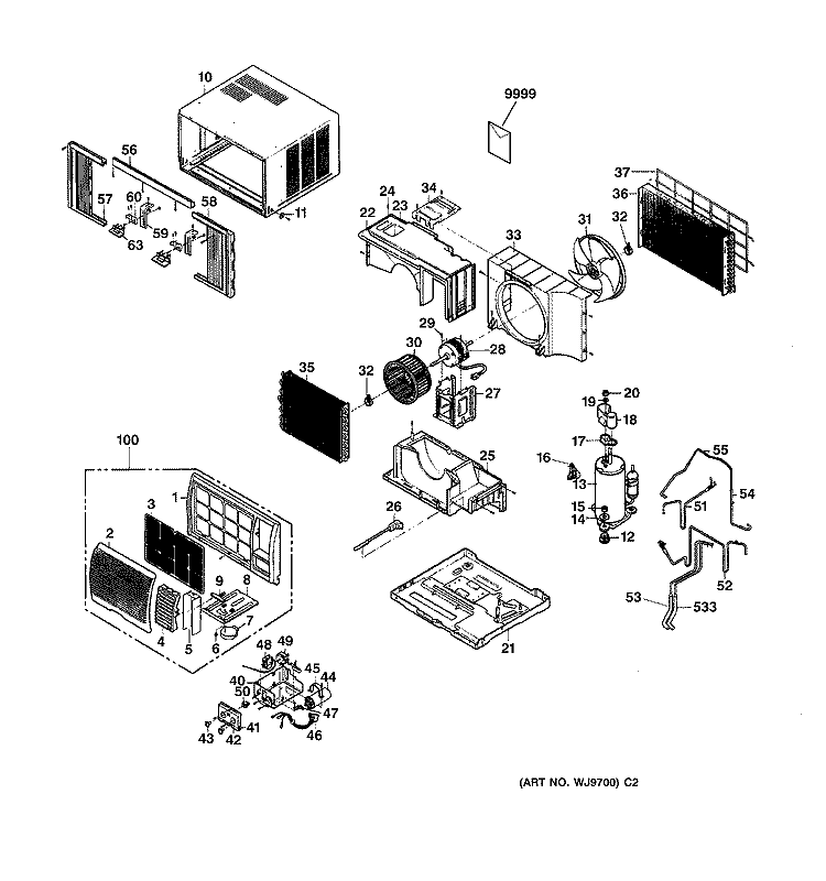 ROOM AIR CONDITIONER Diagram and Parts List for AGV18DAD1  General Electric Air Conditioner
