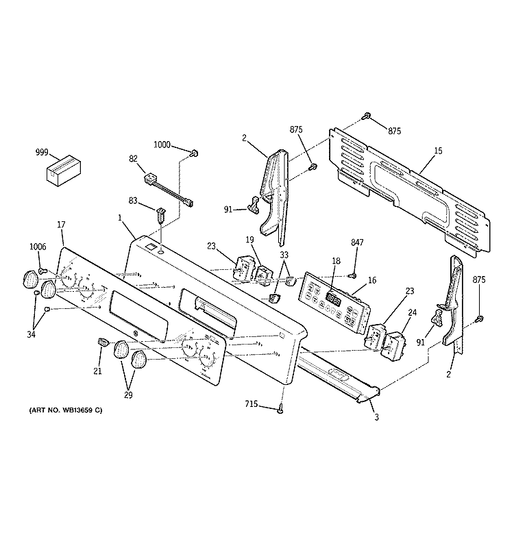 CONTROL PANEL Diagram and Parts List for JCBP68SK1SS  General Electric Range
