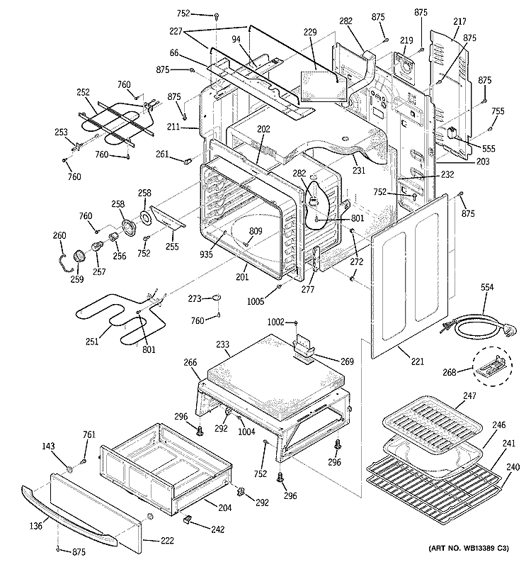 BODY PARTS Diagram and Parts List for JCBP85SJ2SS  General Electric Range