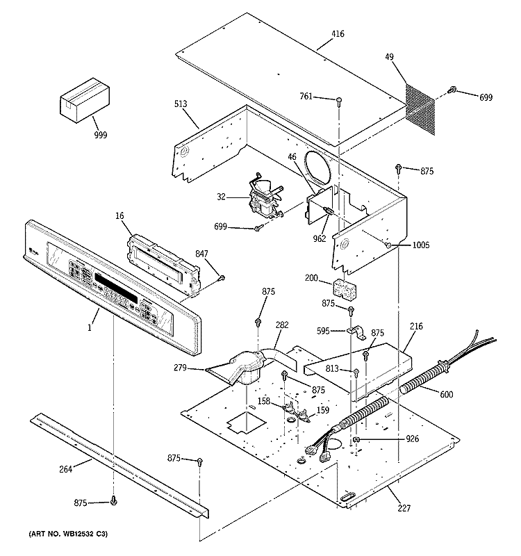 CONTROL PANEL Diagram and Parts List for JT955SK3SS  General Electric Microwave Oven Combo