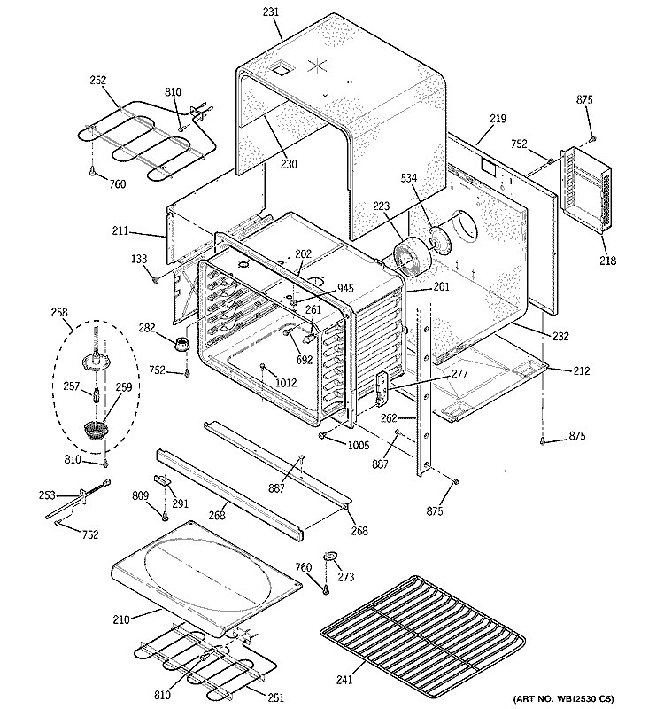 LOWER OVEN Diagram and Parts List for JT955SK3SS  General Electric Microwave Oven Combo
