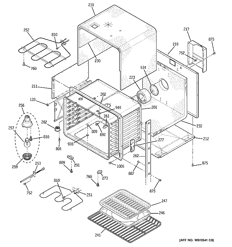 UPPER OVEN Diagram and Parts List for JTP28CF6CC  General Electric Microwave Oven Combo
