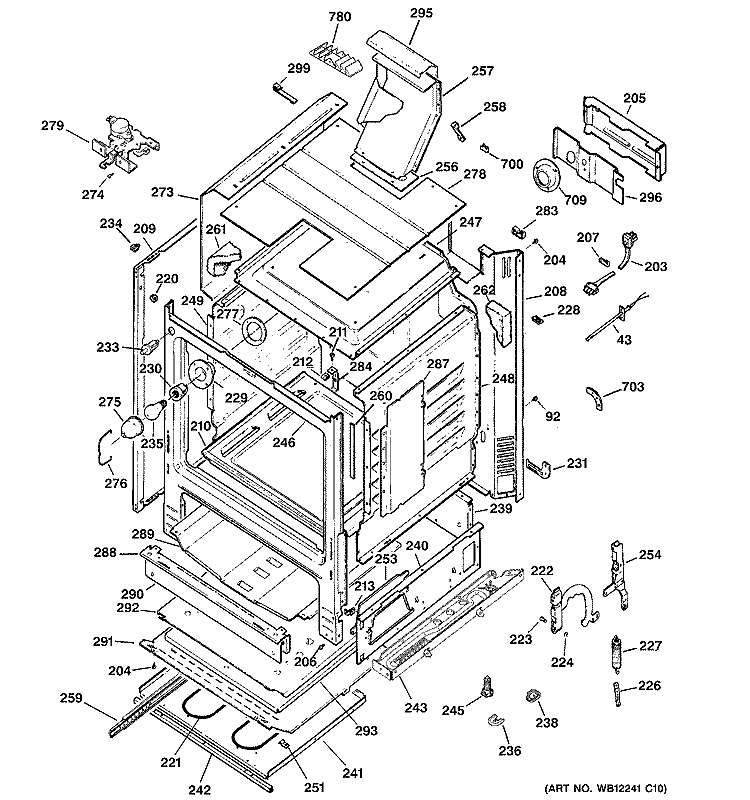BODY PARTS Diagram and Parts List for JGBP88CEK3CC  General Electric Range
