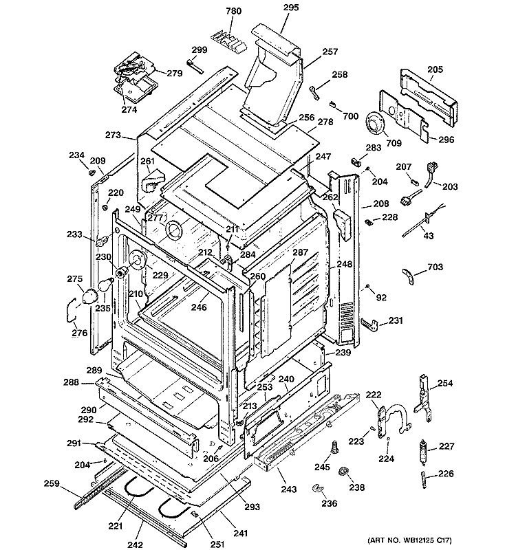 BODY PARTS Diagram and Parts List for JGBP88SEK3SS  General Electric Range