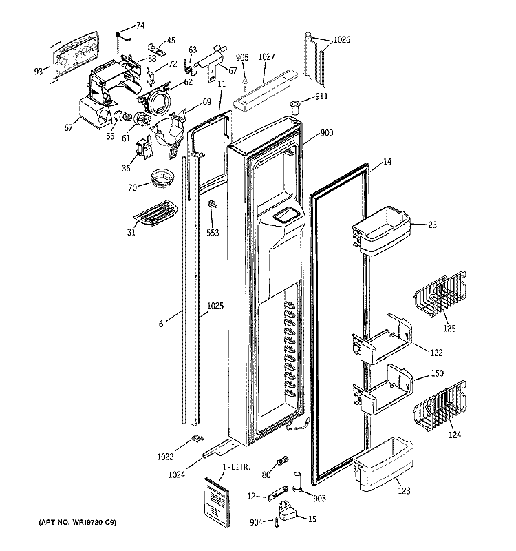FREEZER DOOR Diagram and Parts List for PIG23NGSAFKB  General Electric Refrigerator