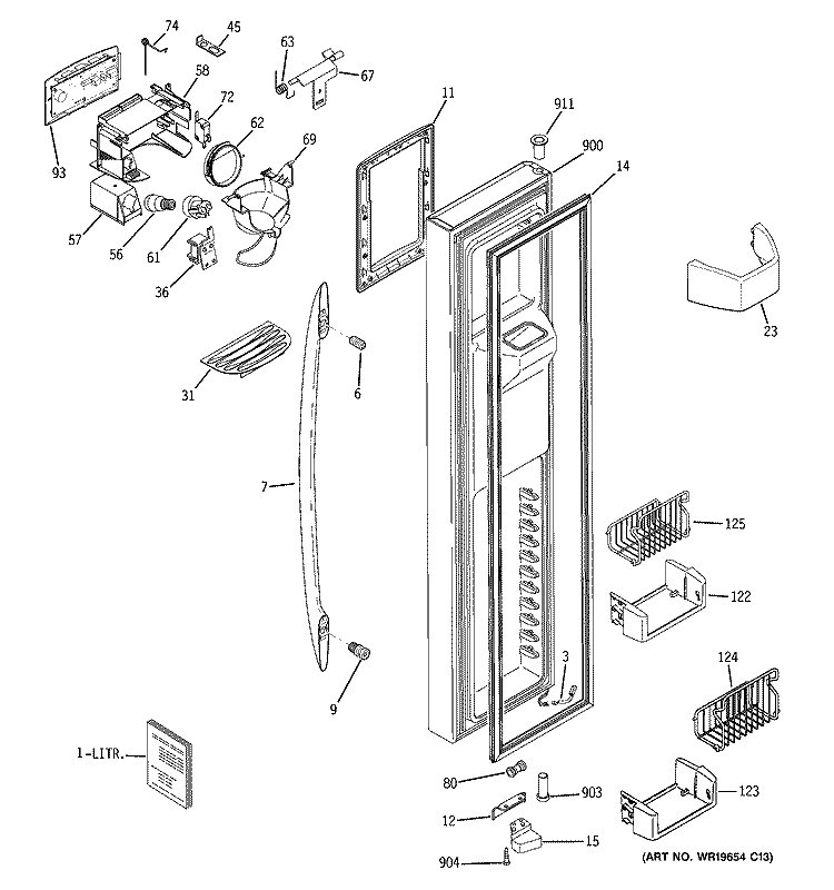 FREEZER DOOR Diagram and Parts List for PSK27SGSBCSS  General Electric Refrigerator