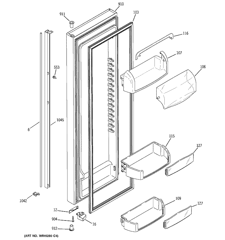 FRESH FOOD DOOR Diagram and Parts List for GCL22KGRESV  General Electric Refrigerator