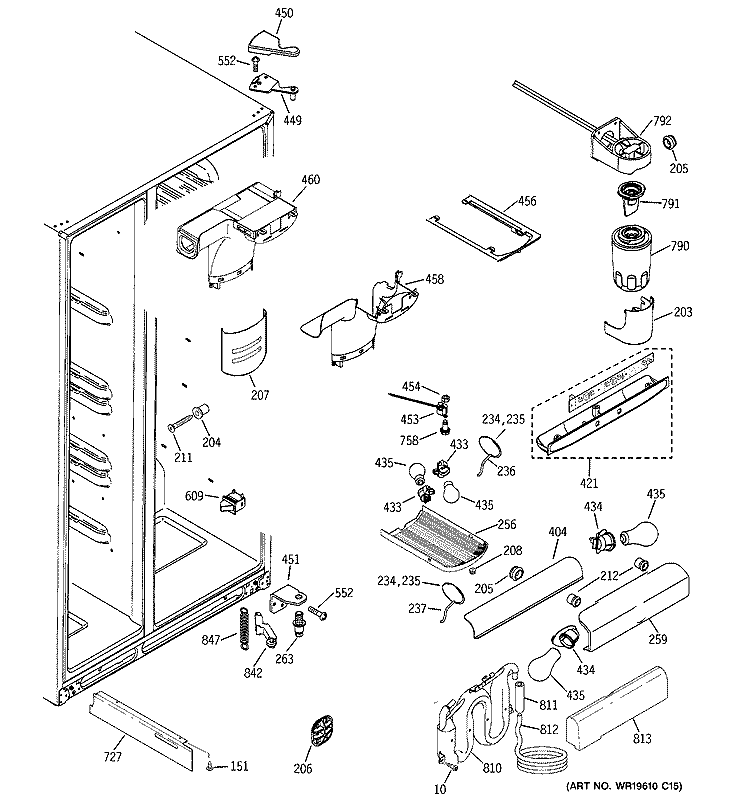 FRESH FOOD SECTION Diagram and Parts List for GCL22KGRESV  General Electric Refrigerator