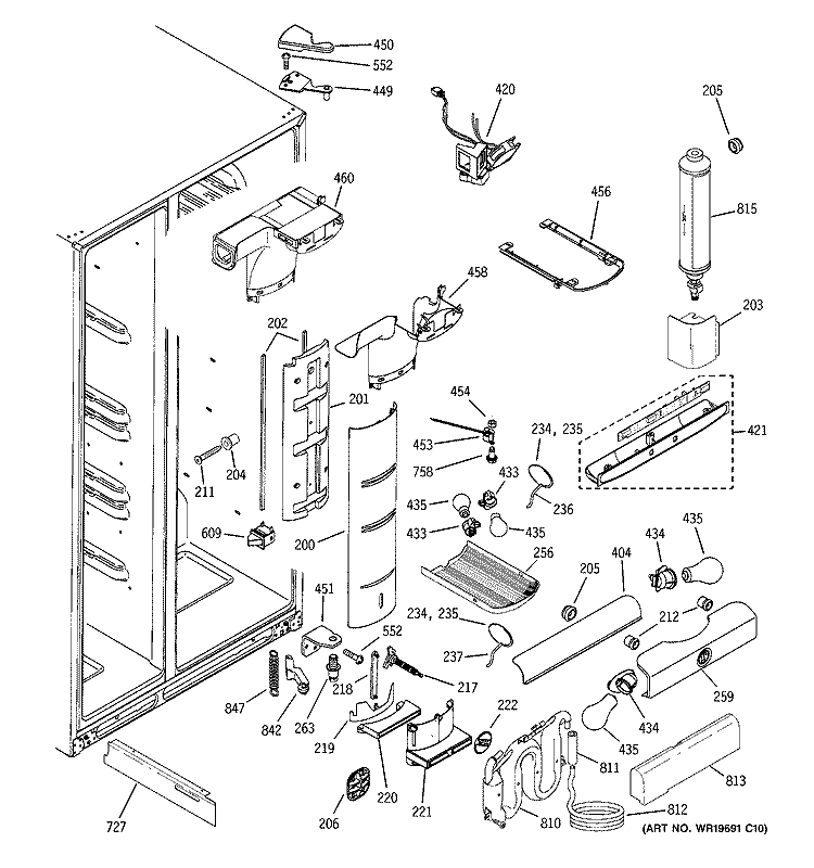 FRESH FOOD SECTION Diagram and Parts List for GSG25MISBCWW  General Electric Refrigerator