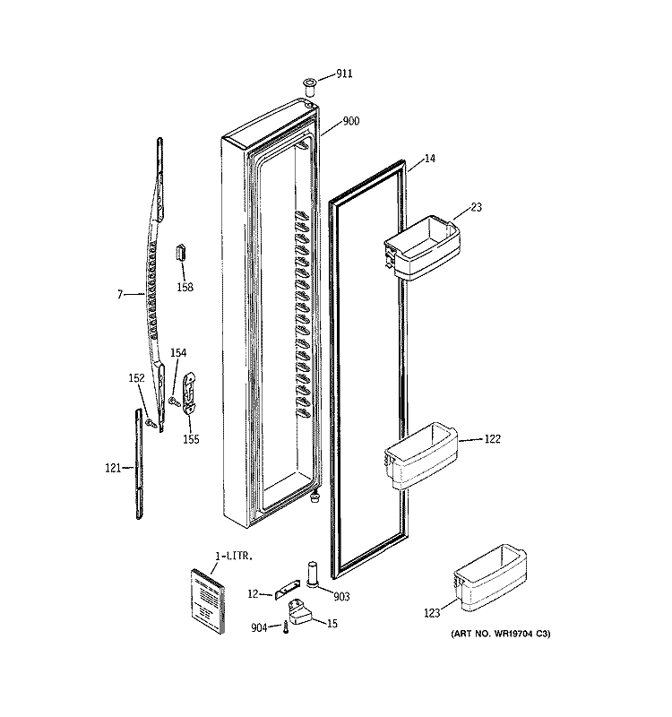 FREEZER DOOR Diagram and Parts List for GSK25LHSBCCC  General Electric Refrigerator