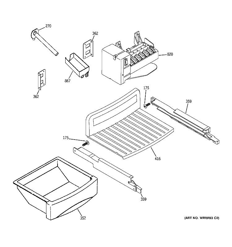 ICE MAKER & DISPENSER Diagram and Parts List for GSK25LHSBCCC  General Electric Refrigerator