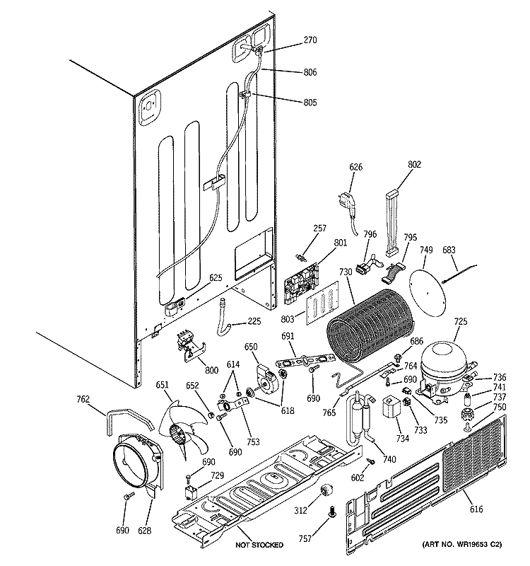 SEALED SYSTEM & MOTHER BOARD Diagram and Parts List for GSK25LHSBCCC  General Electric Refrigerator