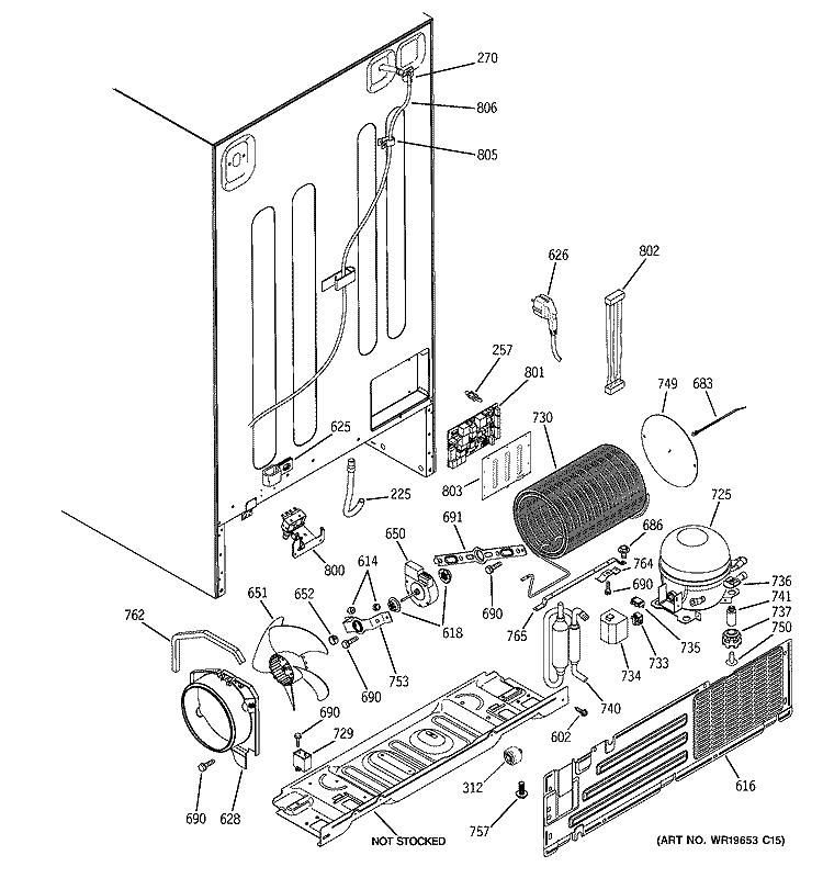 SEALED SYSTEM & MOTHER BOARD Diagram and Parts List for PSG25MCSBCBB  General Electric Refrigerator