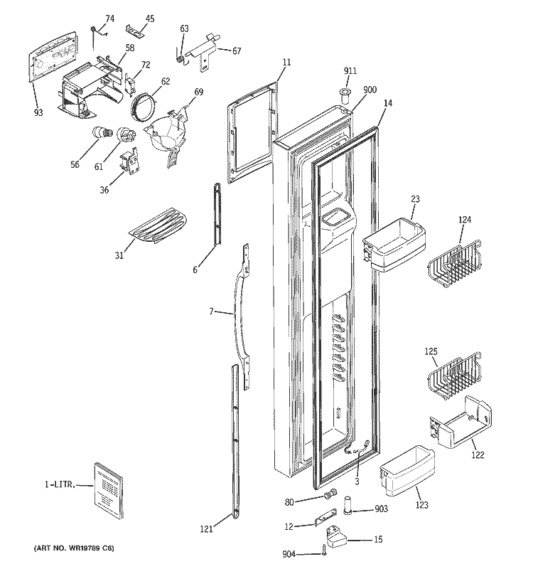 FREEZER DOOR Diagram and Parts List for PSG27NGSBFWW  General Electric Refrigerator