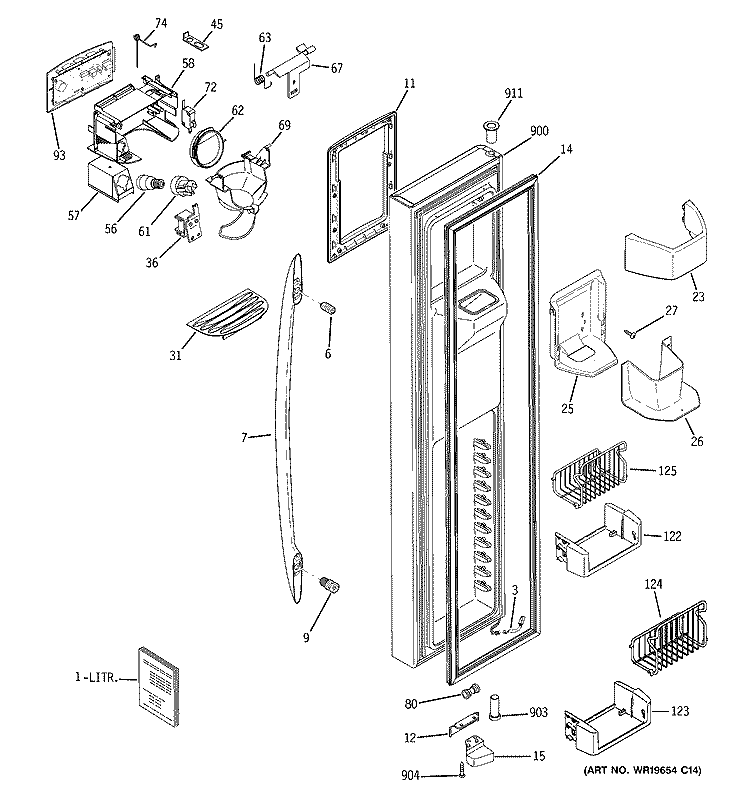 FREEZER DOOR Diagram and Parts List for PSS26SGRESS  General Electric Refrigerator