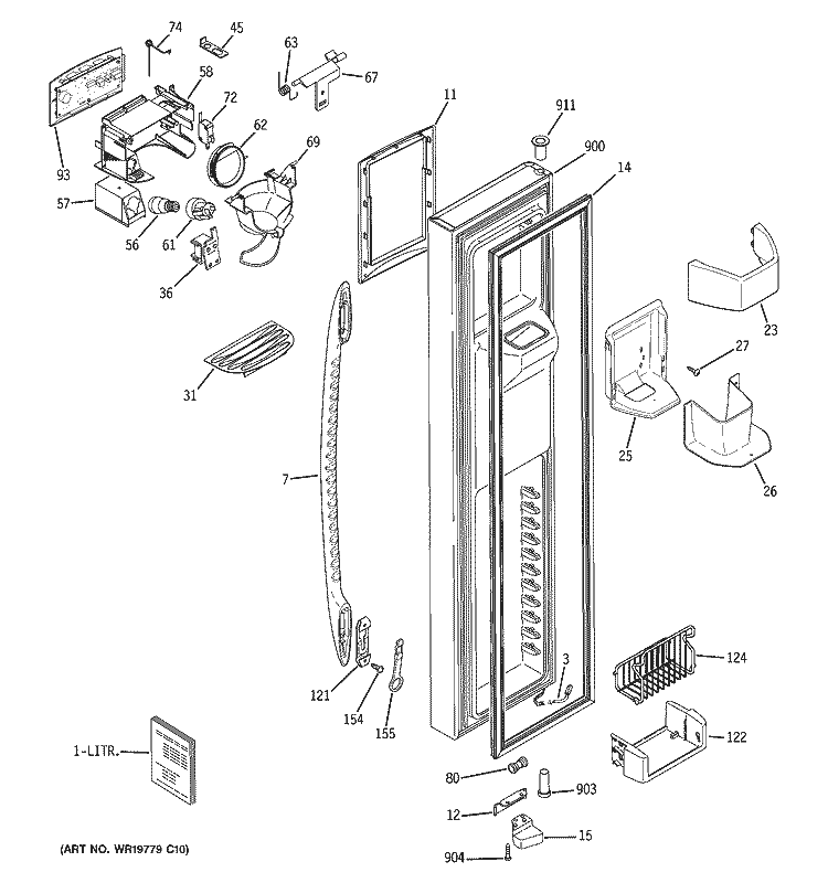 FREEZER DOOR Diagram and Parts List for PSS29NHSBBB  General Electric Refrigerator